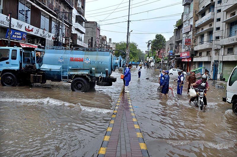 working in rain water